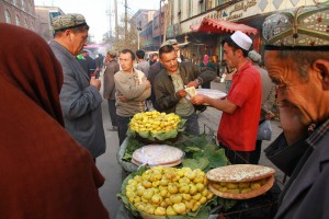 Frische Feigen auf dem  Markt in Kashgar